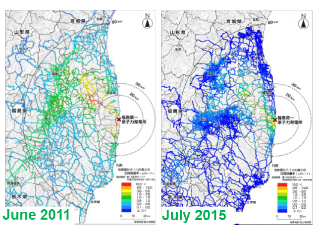 Changes in the air dose rate distribution measured by car-borne surveys