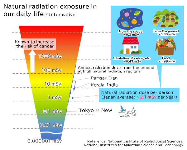 Exposure doses from natural radiations in our daily life