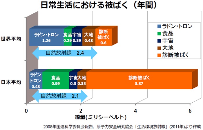 日常生活における被ばく(年間)